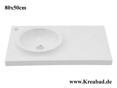 Aufsatzwaschbecken Einbauwaschbecken Waschplatz Waschtisch 80x50cm mit Hahnloch DOT