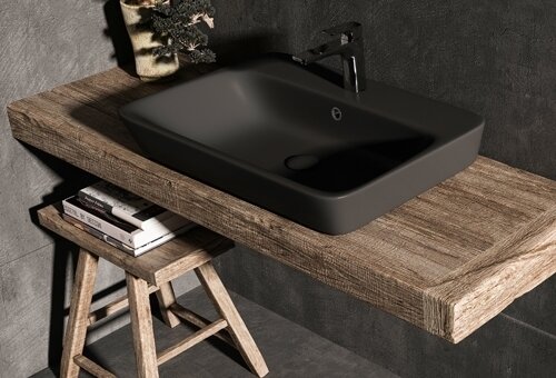 Aufsatzwaschbecken 65x45 Mita Schwarz Matt Keramik Waschbecken