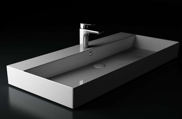 Wandhänge - Aufsatzwaschbecken 85x45 Super Slim mit Hahnloch und Überlauf slim