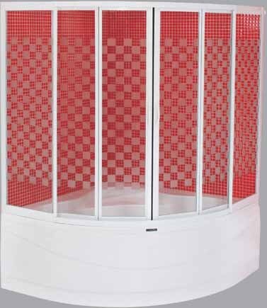 Badewannen Eckbadewannenaufsatz Duschaufsatz 140x140cm Karo design Sicherheitsglas Polar
