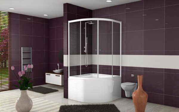 Badewannen Eckbadewannenaufsatz Duschaufsatz 140x140cm Klarglas Polar